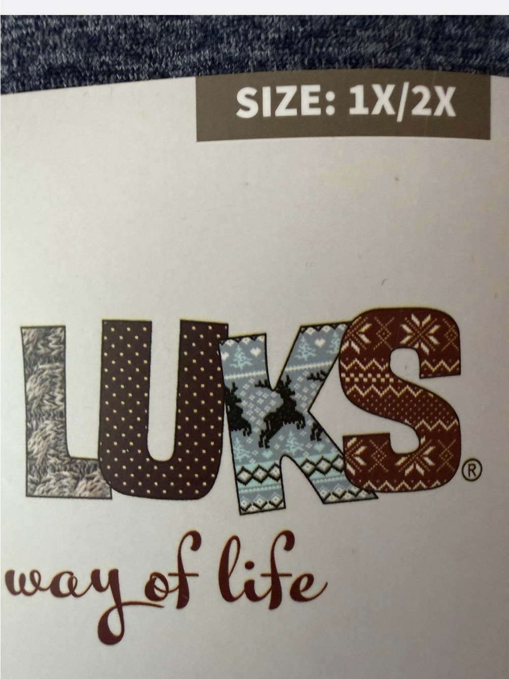MUK LUKS Fleece Lined Leggings Navy Blue 1X/2X NWT - Picture 4 of 5